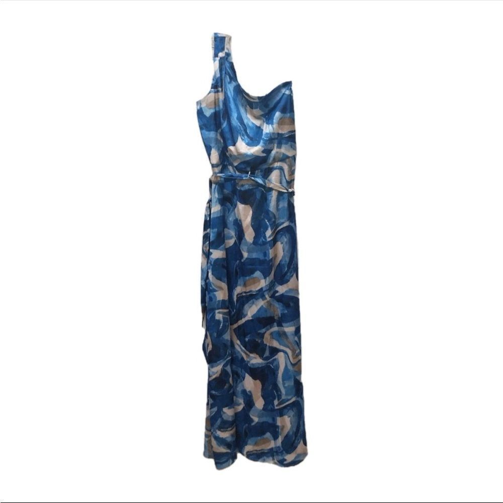 NWT Nicole Miller Blue Satin Dress